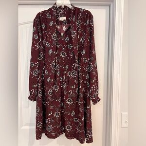 LOFT Burgundy Floral Dress